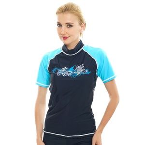 Women Rash Guard Short Sleeve Swimsuit Vest Top